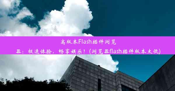 高版本Flash插件浏览器：极速体验，畅享娱乐！(浏览器flash插件版本太低)