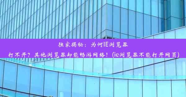 独家揭秘：为何IE浏览器打不开？其他浏览器却能畅游网络！(ie浏览器不能打开网页)