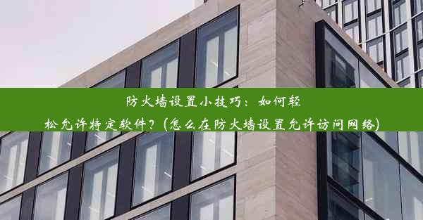 防火墙设置小技巧：如何轻松允许特定软件？(怎么在防火墙设置允许访问网络)