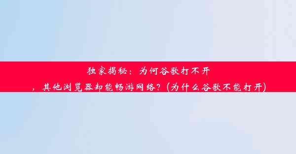 独家揭秘：为何谷歌打不开，其他浏览器却能畅游网络？(为什么谷歌不能打开)