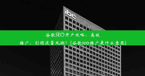 谷歌SEO开户攻略：高效推广，引领流量风潮！(谷歌seo推广是什么意思)