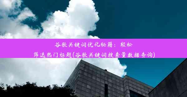 谷歌关键词优化秘籍：轻松筛选热门标题(谷歌关键词搜索量数据查询)