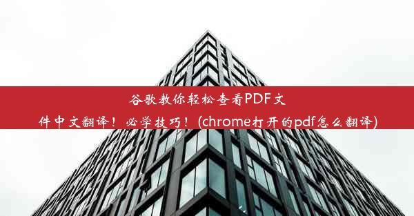 谷歌教你轻松查看PDF文件中文翻译！必学技巧！(chrome打开的pdf怎么翻译)