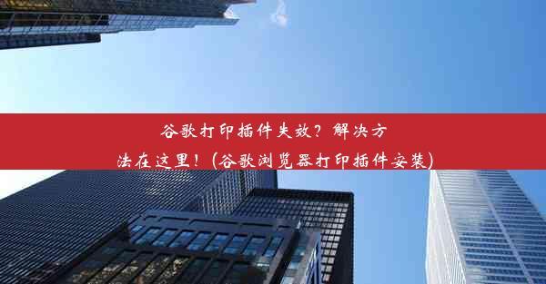 谷歌打印插件失效？解决方法在这里！(谷歌浏览器打印插件安装)