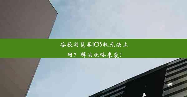 谷歌浏览器iOS版无法上网？解决攻略来袭！