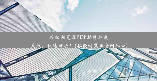 谷歌浏览器PDF插件加载失败，快速解决！(谷歌浏览器官网入口)