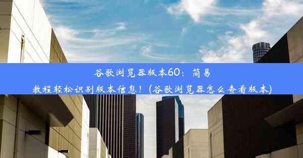 谷歌浏览器版本60：简易教程轻松识别版本信息！(谷歌浏览器怎么查看版本)