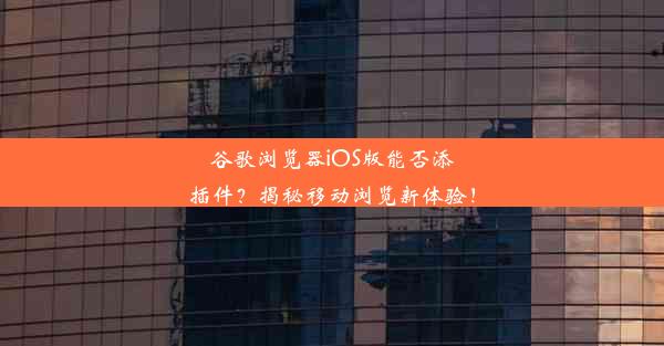 谷歌浏览器iOS版能否添插件？揭秘移动浏览新体验！